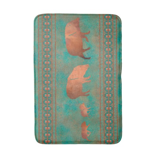 Zuidwest Schattigee Javelina familie koper Blauwgr Badmat (Voorkant Verticaal)