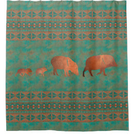 Zuidwest Schattigee Javelina familie koper Blauwgr Douchegordijn