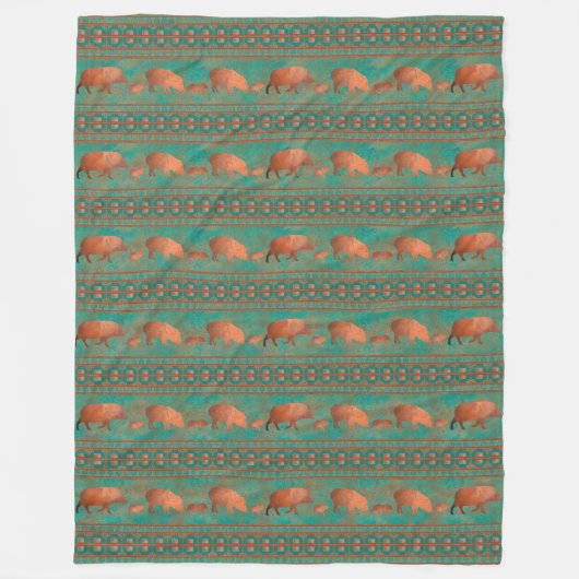 Zuidwest Schattigee Javelina familie koper Blauwgr Fleece Deken (Voorkant)