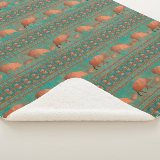 Zuidwest Schattigee Javelina familie koper Blauwgr Sherpa Deken (3/4)