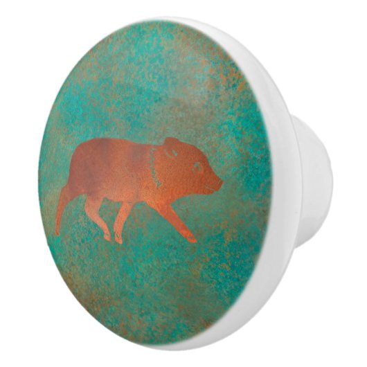 Zuidwest Schattigee Javelina Jeugd Koper Blauwgroe Keramische Knop (Rechts)