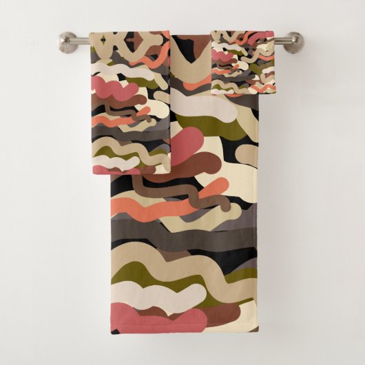 Zuidwest Squigggly Wiggly Earth Toon Abstract Bad Handdoek (Insitu)