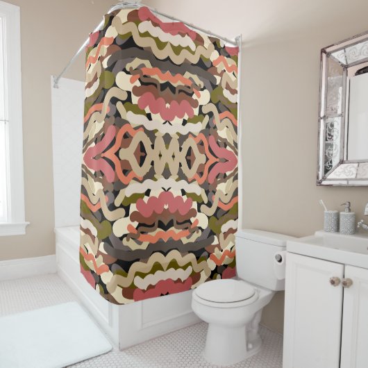 Zuidwest Squigggly Wiggly Earth Toon Abstract Douchegordijn (In situ)