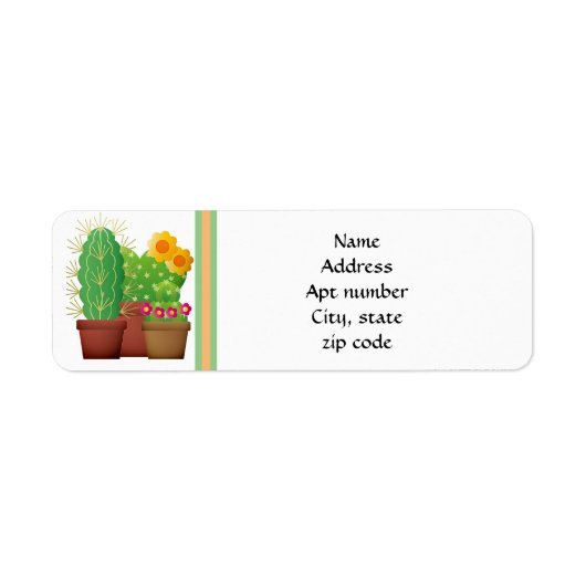 Zuidwest-stijl Cactus Return Address Label (Voorkant)