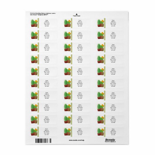 Zuidwest-stijl Cactus Return Address Label (Full Sheet)
