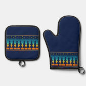 Zuidwest Sunset Pines Blauw Ovenwant & Pannenlap Set (Voorkant)