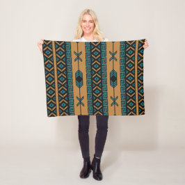 Zuidwest Tan Turquoise Zwart Azteeks Patroon Fleece Deken