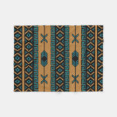 Zuidwest Tan Turquoise Zwart Azteeks Patroon Fleece Deken (Voorkant (Horizontaal))