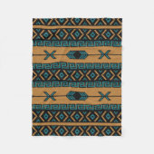 Zuidwest Tan Turquoise Zwart Azteeks Patroon Fleece Deken (Voorkant)