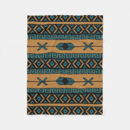 Zuidwest Tan Turquoise Zwart Azteeks Patroon Fleece Deken