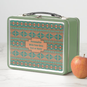 Zuidwest Teal Koper Geometrische Print Persoonlijk
