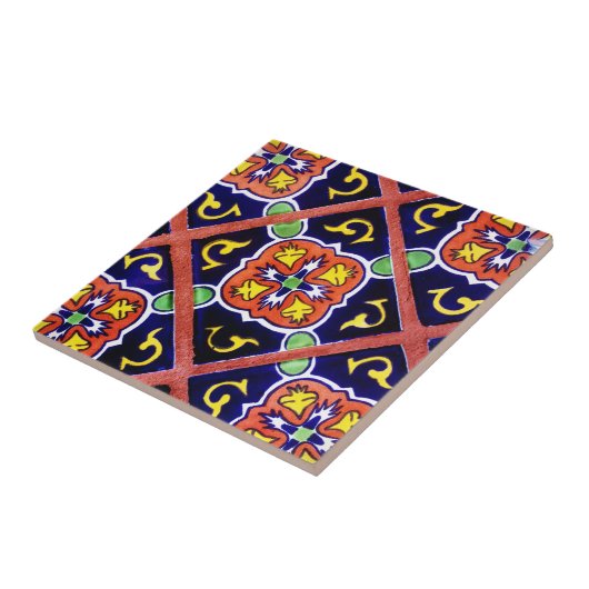 Zuidwest Tile Cobalt Blue Oranje Yellow Tegeltje (Zijkant)