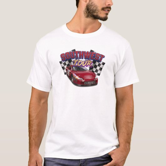 Zuidwest tour rode race auto geruite T-Shirt (Voorkant)