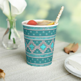 Zuidwest Turquoise geometrisch stenen patroon Papieren Bekers