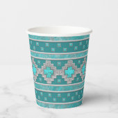 Zuidwest Turquoise geometrisch stenen patroon Papieren Bekers (Achterkant)