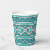 Zuidwest Turquoise geometrisch stenen patroon Papieren Bekers (Links)