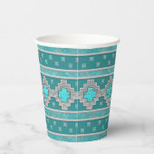 Zuidwest Turquoise geometrisch stenen patroon Papieren Bekers (Rechts)