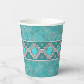 Zuidwest Turquoise geometrisch stenen patroon Papieren Bekers (Links)