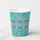 Zuidwest Turquoise geometrisch stenen patroon Papieren Bekers (Rechts)