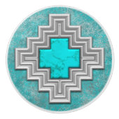 Zuidwest Turquoise Keramische Knop (Voorkant)