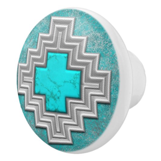Zuidwest Turquoise Keramische Knop (Rechts)