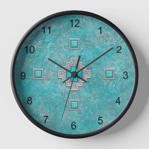 Zuidwest Turquoise Rock Geometrisch Patroon Omlijs