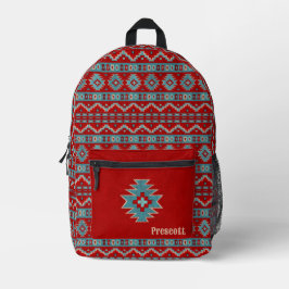 Zuidwest Turquoise & Rood Geometrisch Monogram Bedrukte Rugzak