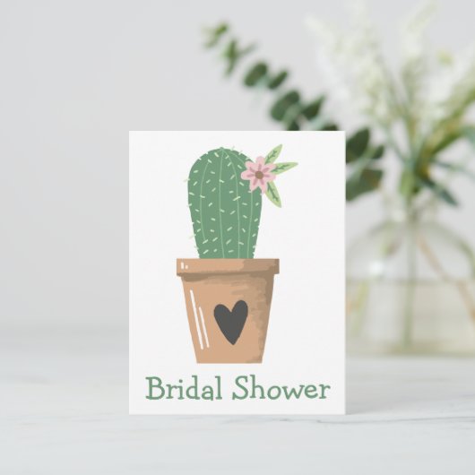 Zuidwest Vrijgezellenfeest Groene Cactus Succulent Uitnodiging Briefkaart (Staand voorkant)