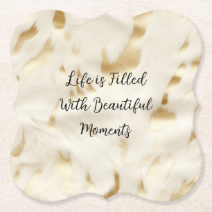 Zuidwest Western Goud Wit Koeienhuid Kartonnen Onderzetters