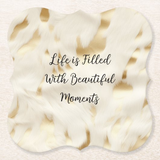 Zuidwest Western Goud Wit Koeienhuid Kartonnen Onderzetters (Voorkant)