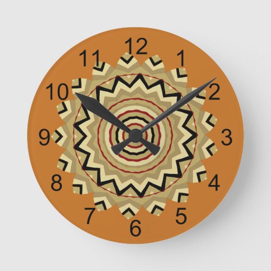 Zuidwest-Westerne aardetoon BOHO Mandala Design Ronde Klok (Voorkant)
