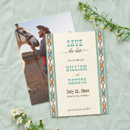 Zuidwest-westerne ranch cowgirl redt de datum kaart