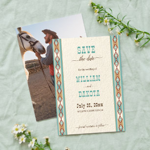 Zuidwest-westerne ranch cowgirl redt de datum kaart