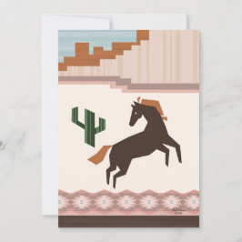 Zuidwest Wild Brown Horse & Cactus Blank Kaart