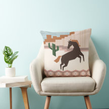 Zuidwest Wild Brown Horse & Cactus |