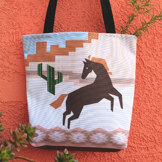 Zuidwest Wild Brown Horse & Cactus Tote Bag