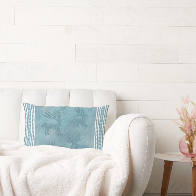 Zuidwest Winter Deer, Sneeuwvlokken, Pine Trees Kussen (Bank)