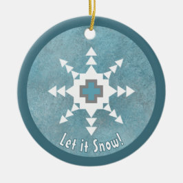 Zuidwest Winter Geometrische Sneeuwvlok Gepersonal Keramisch Ornament