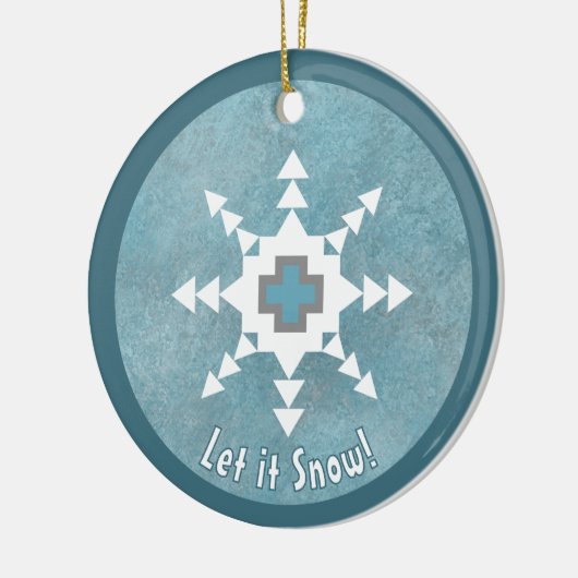 Zuidwest Winter Geometrische Sneeuwvlok Gepersonal Keramisch Ornament (Links)