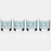 Zuidwest Winter Geometrische Sneeuwvlokken Blauw & Whisky Glas (Voorkant)