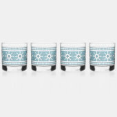 Zuidwest Winter Geometrische Sneeuwvlokken Blauw & Whisky Glas (Rechts)