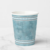 Zuidwest Winter Herten en Pine Trees Design Blauw Papieren Bekers (Links)