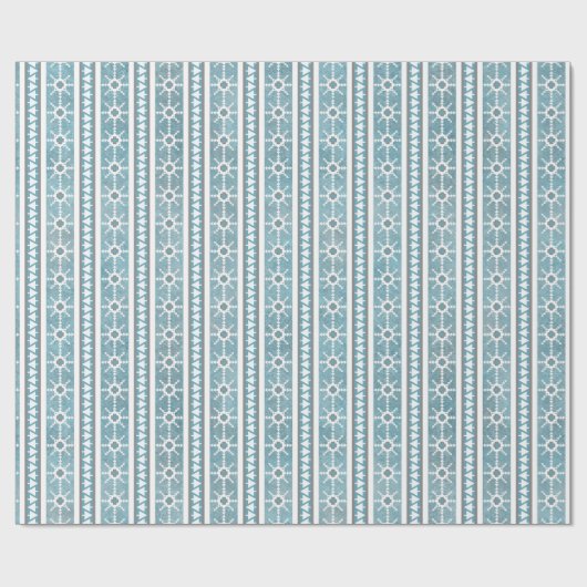 Zuidwest Winter Sneeuwvlokken & Pine Trees Blauw Cadeaupapier (Vlak)