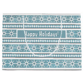 Zuidwest Winter Sneeuwvlokken & Pine Trees Blauw Groot Cadeauzakje (Voorkant)