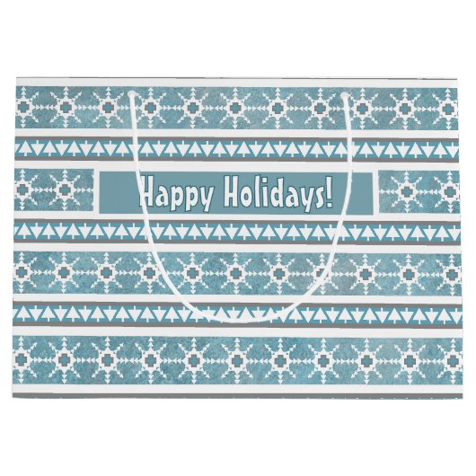 Zuidwest Winter Sneeuwvlokken & Pine Trees Blauw Groot Cadeauzakje (Voorkant)