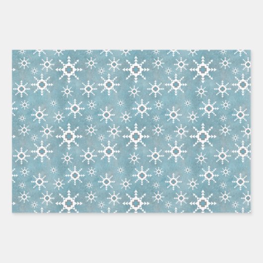 Zuidwest Winter Sneeuwvlokken & Pine Trees Blauw Inpakpapier Vel (Voorkant 2)