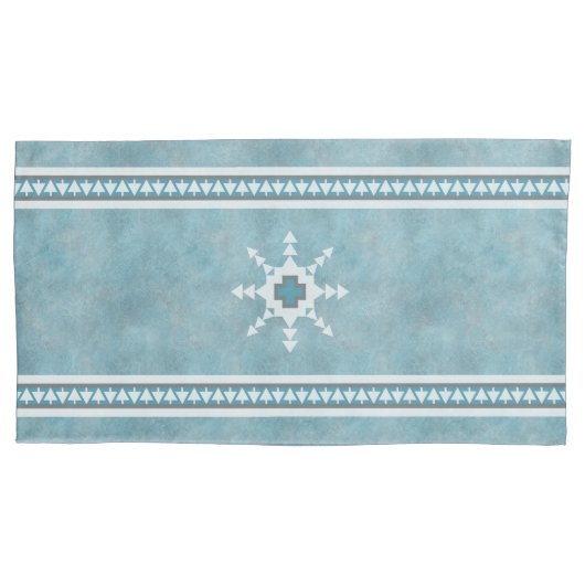 Zuidwest Winter Sneeuwvlokken & Pine Trees Blauw Kussensloop (Voorkant-Links)