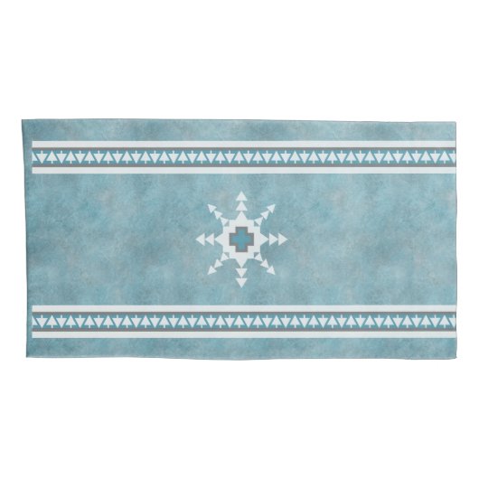 Zuidwest Winter Sneeuwvlokken & Pine Trees Blauw Kussensloop (Achterkant-Rechts)