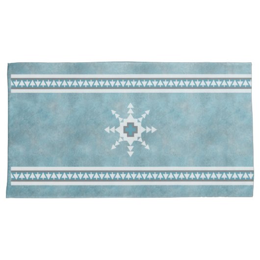 Zuidwest Winter Sneeuwvlokken & Pine Trees Blauw Kussensloop (Voorkant-Rechts)