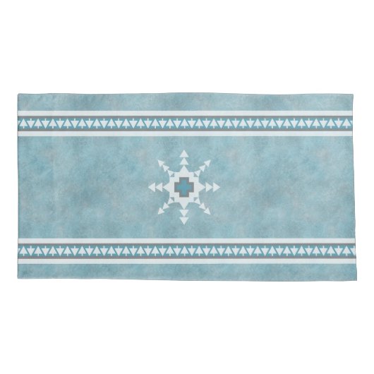 Zuidwest Winter Sneeuwvlokken & Pine Trees Blauw Kussensloop (Achterkant-Links)